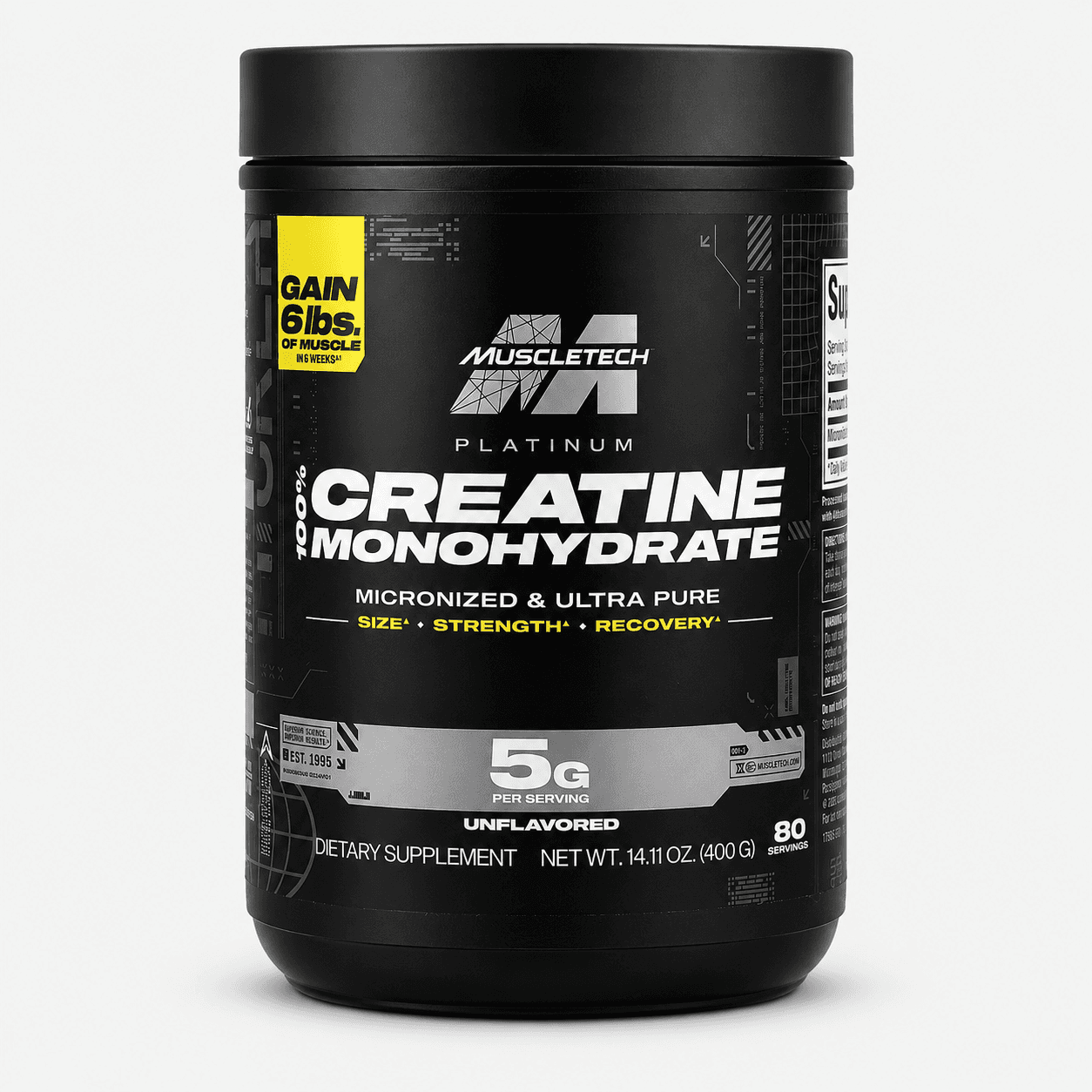 Creatina Platinum de MuscleTech (80 servicios · sin sabor)