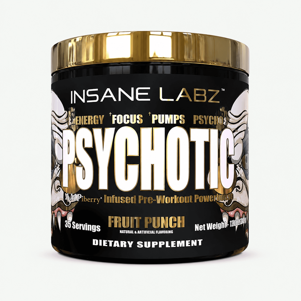 Pre-entreno Psychotic dorado de Insane Labz (35 servicios)