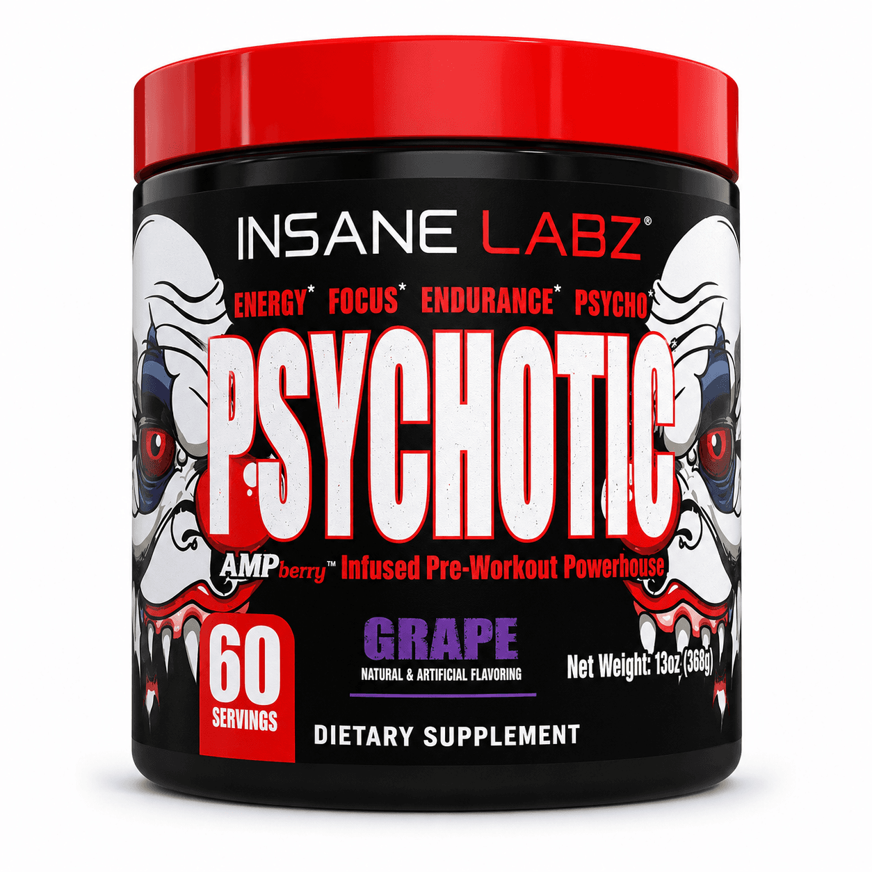 Pre-entreno Psychotic rojo de Insane Labz (60 servicios)