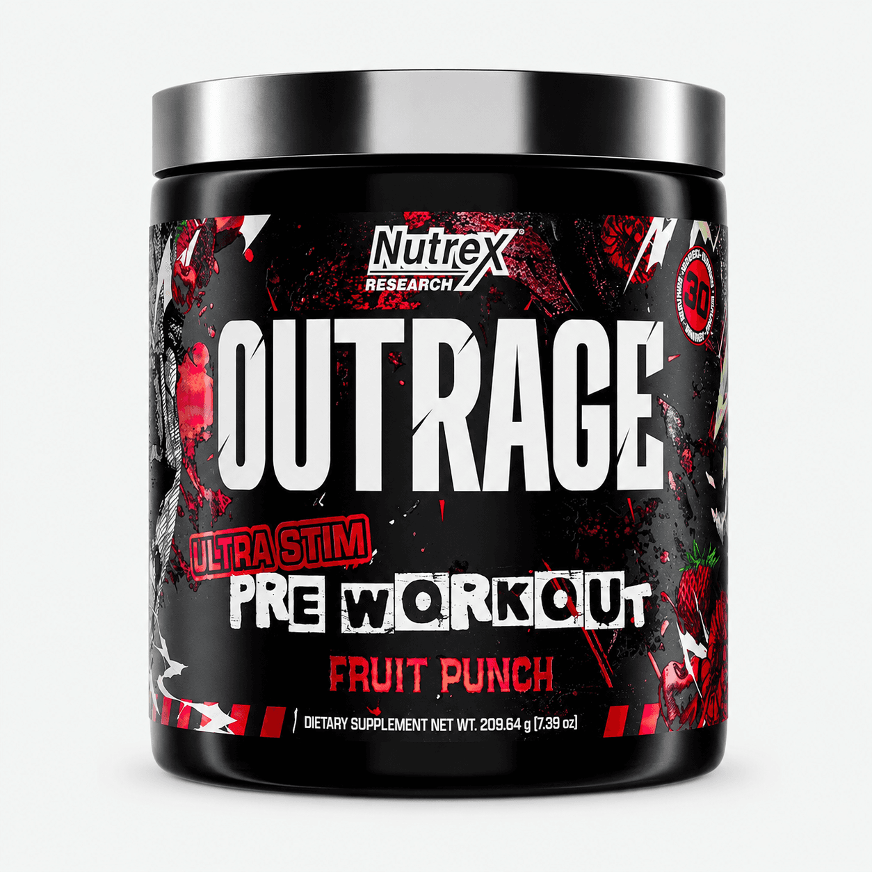 Pre-entreno Outrage de Nutrex (30 servicios · Fruit Punch)